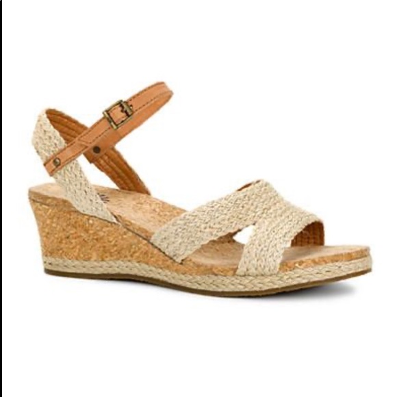 Ugg Luann Taupe Jute Wrapped Cork Wedge 